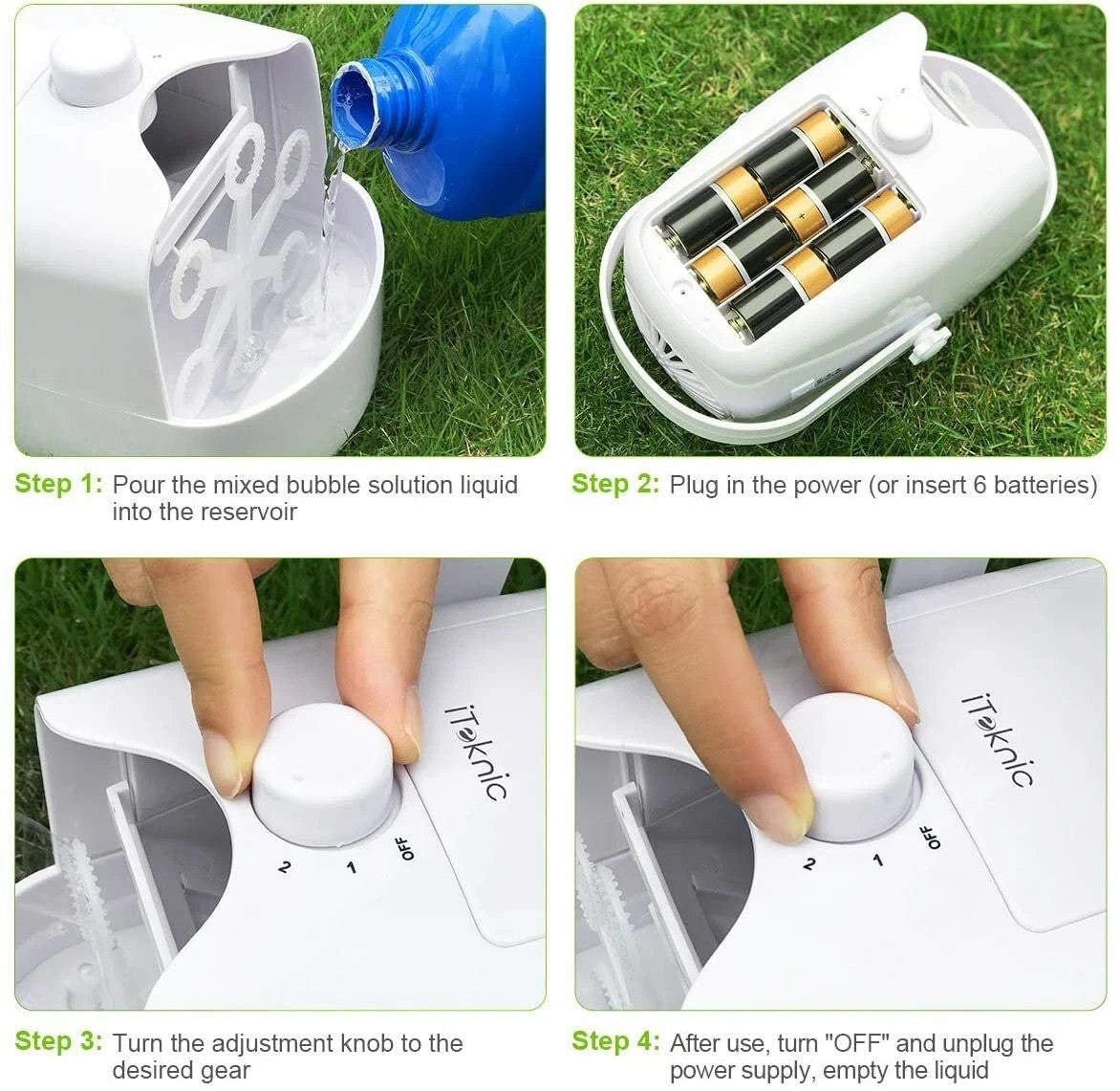 iTeknic Bubble Machine, Automatic Bubble Blower, Portable Auto Bubble Maker
