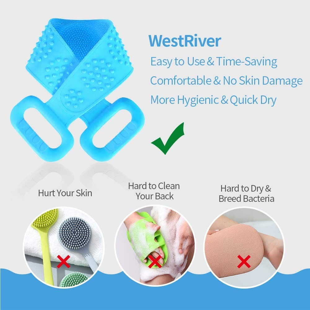 WestRiver Back Scrubber for Shower, Silicone Exfoliating Lengthen Body Shower