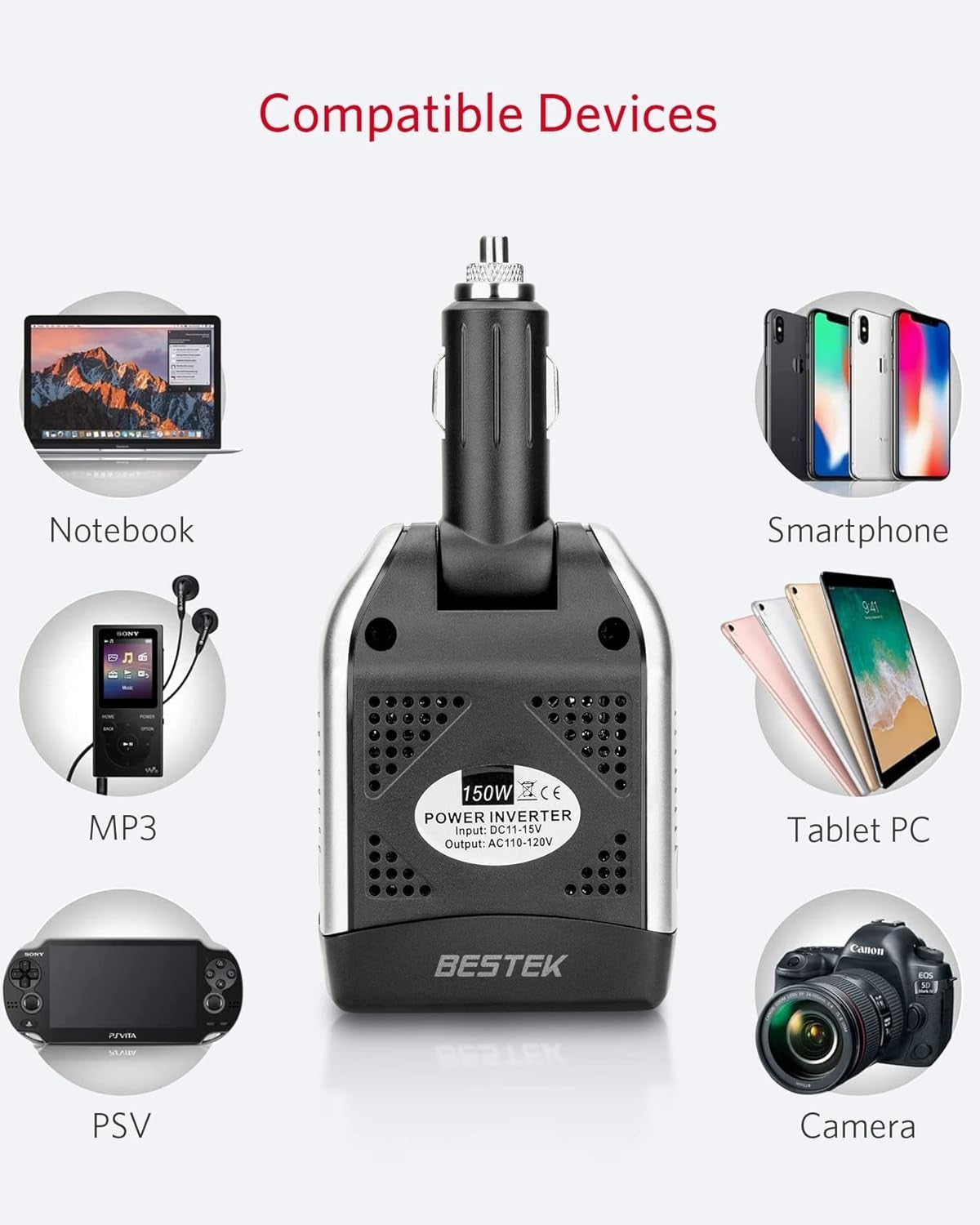 150W Power Inverter 12V to 110V Voltage Converter Car Charger Power Adapter