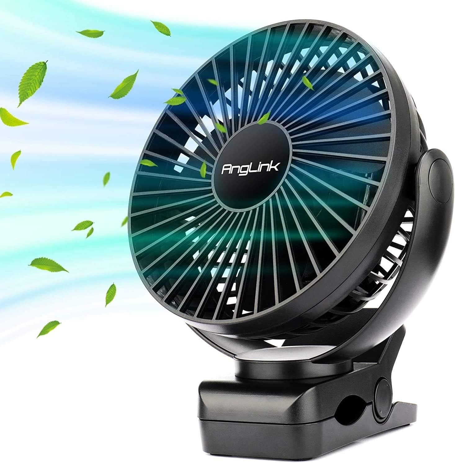 5000mAh Large Battery Powered Clip on Fan, 3 Speeds Fast Air Circulating USB