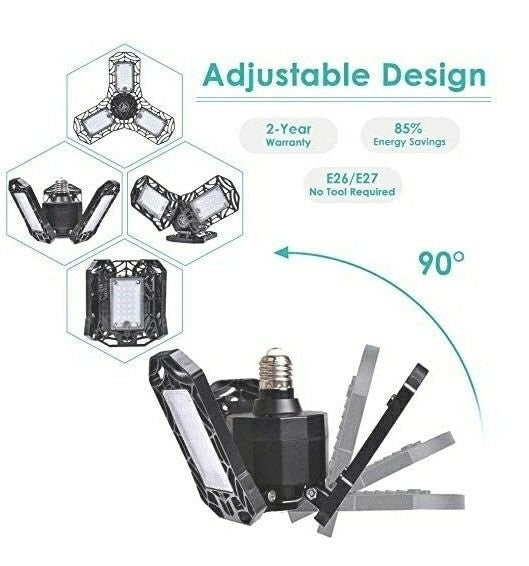LED Garage Cabinets Lights, AYSEMO Deformable LED Light Bulbs,60W 6000lm Garage