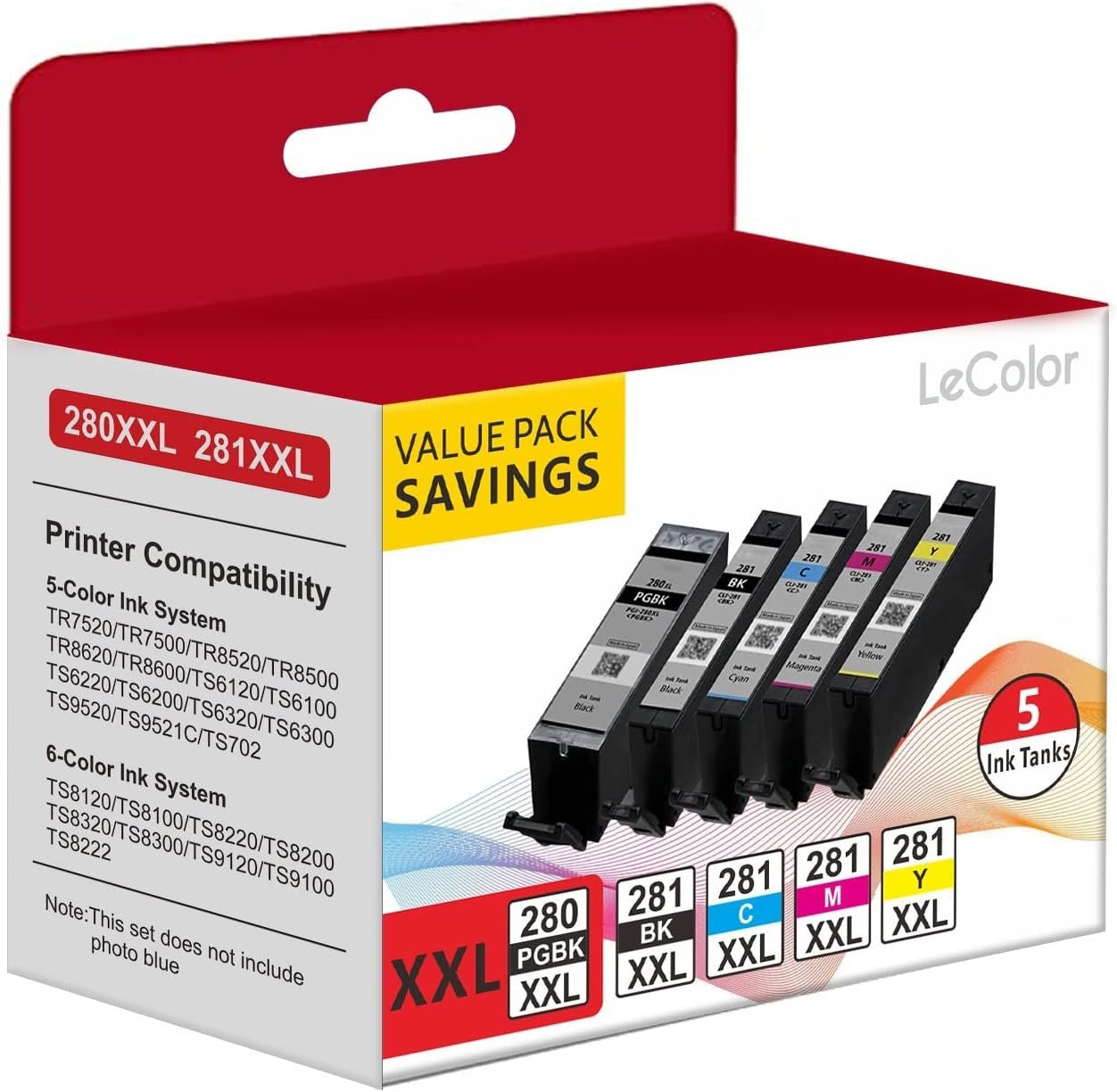 PGI-280XXL CLI-281XXL 280 281 Compatible Ink Cartridge Work for Canon PIXMA
