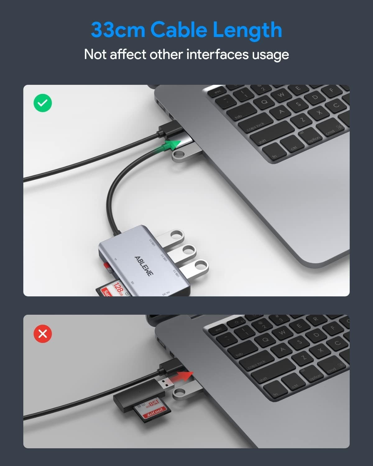 SD Card Reader,ABLEWE Aluminum USB 3.0 Memory Card Reader with SD/TF Card Reader