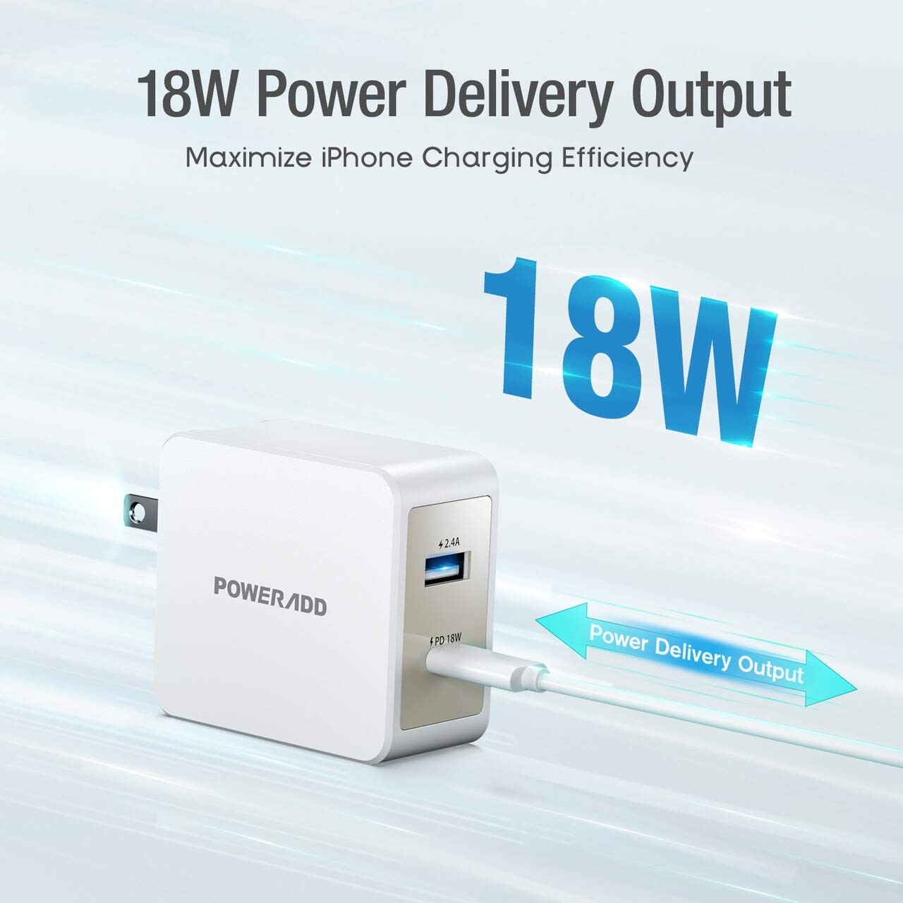 USB C Wall Charger,POWERADD 30W Dual Port Type C Charger with PD18W and Foldable