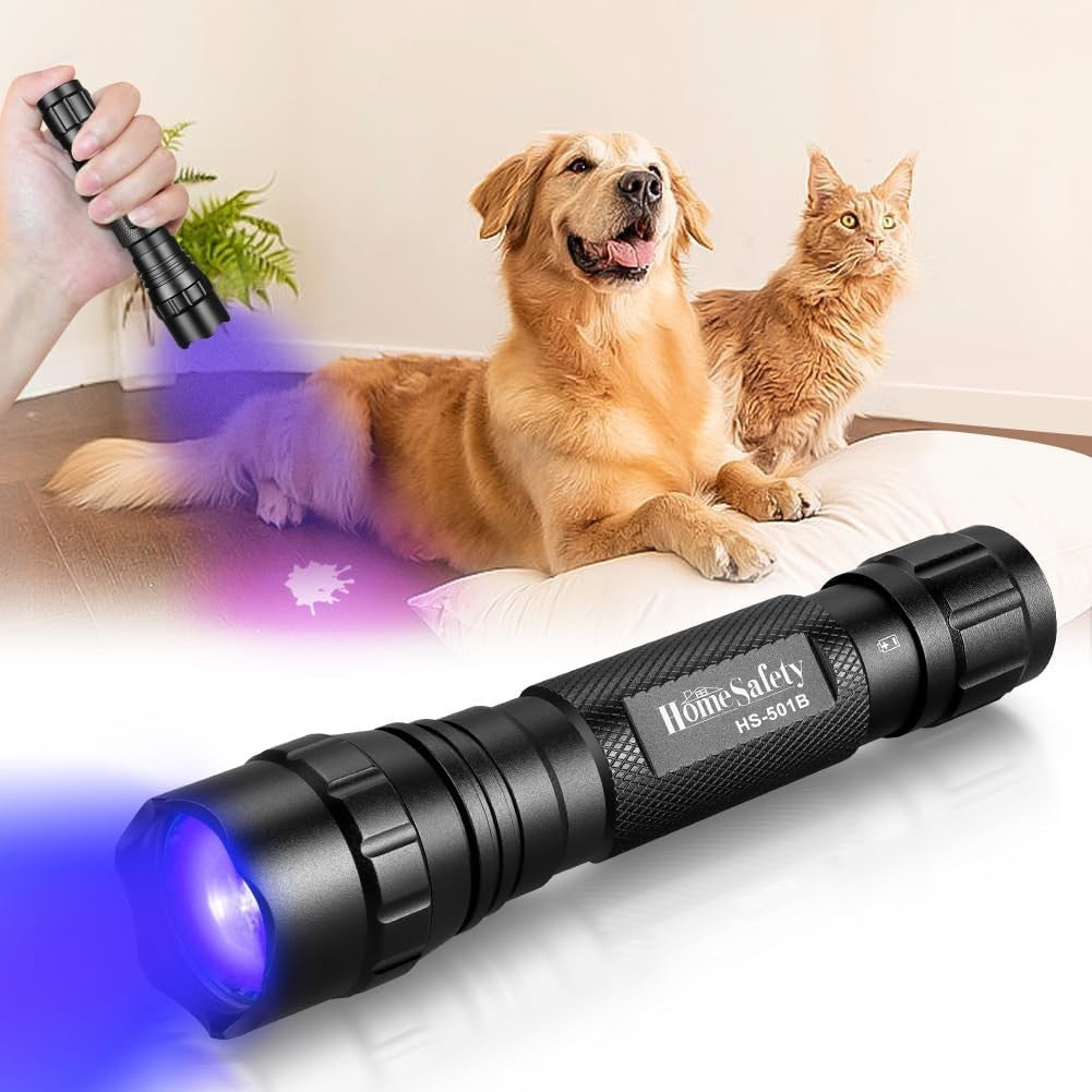 Home Safety 501B 395nm UV Flashlight, Small Blacklight Portable Black Light