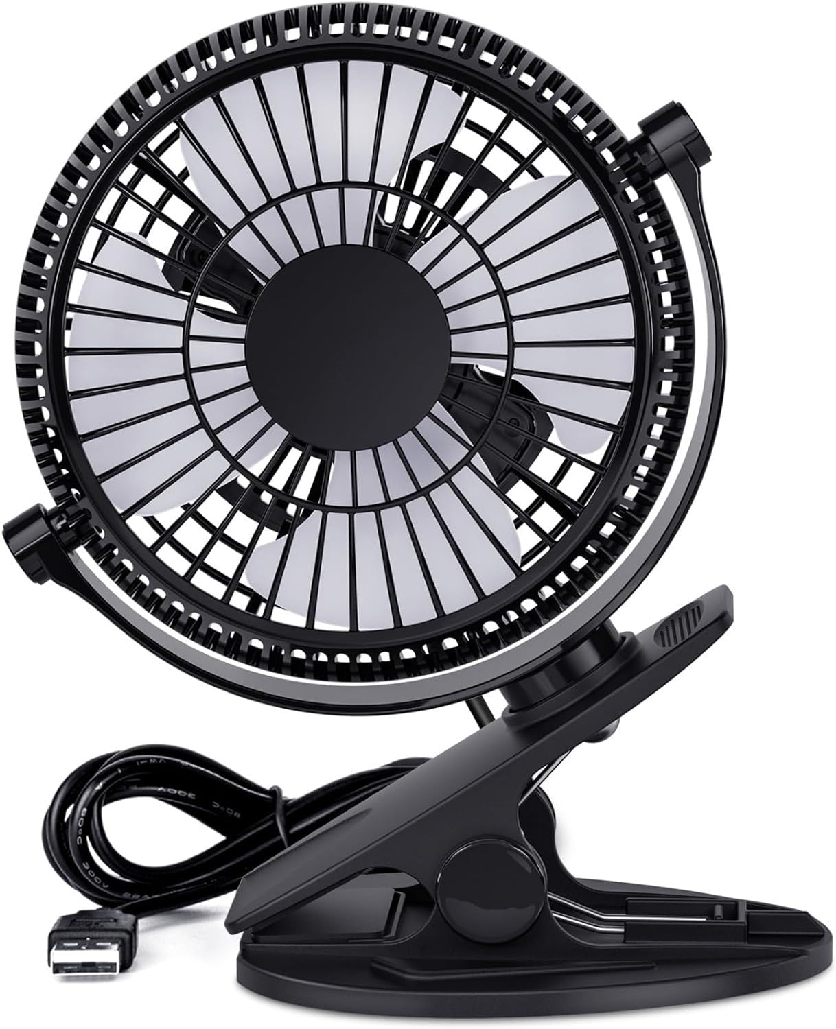USB Desk Fan, 4 Inch Clip on Fan, 2 Speed USB Fan, 360° Rotation Small Table Fan