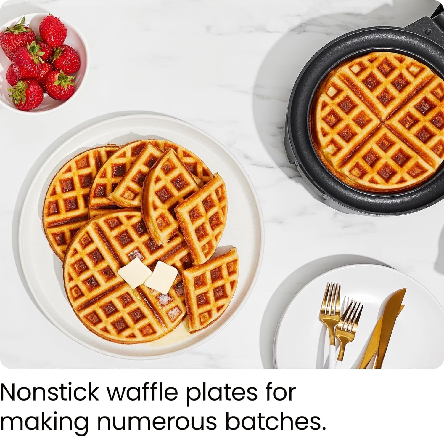 Chefman Anti-Overflow Belgian Waffle Maker wShade Selector, Temperature Control