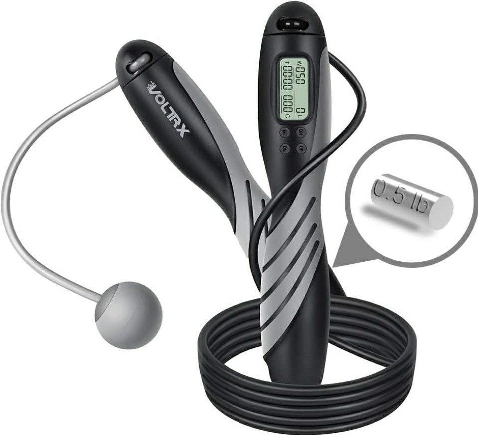 VOLTRX Counting Jump Rope with Corded or Cordless Jumping, Weighted Handles