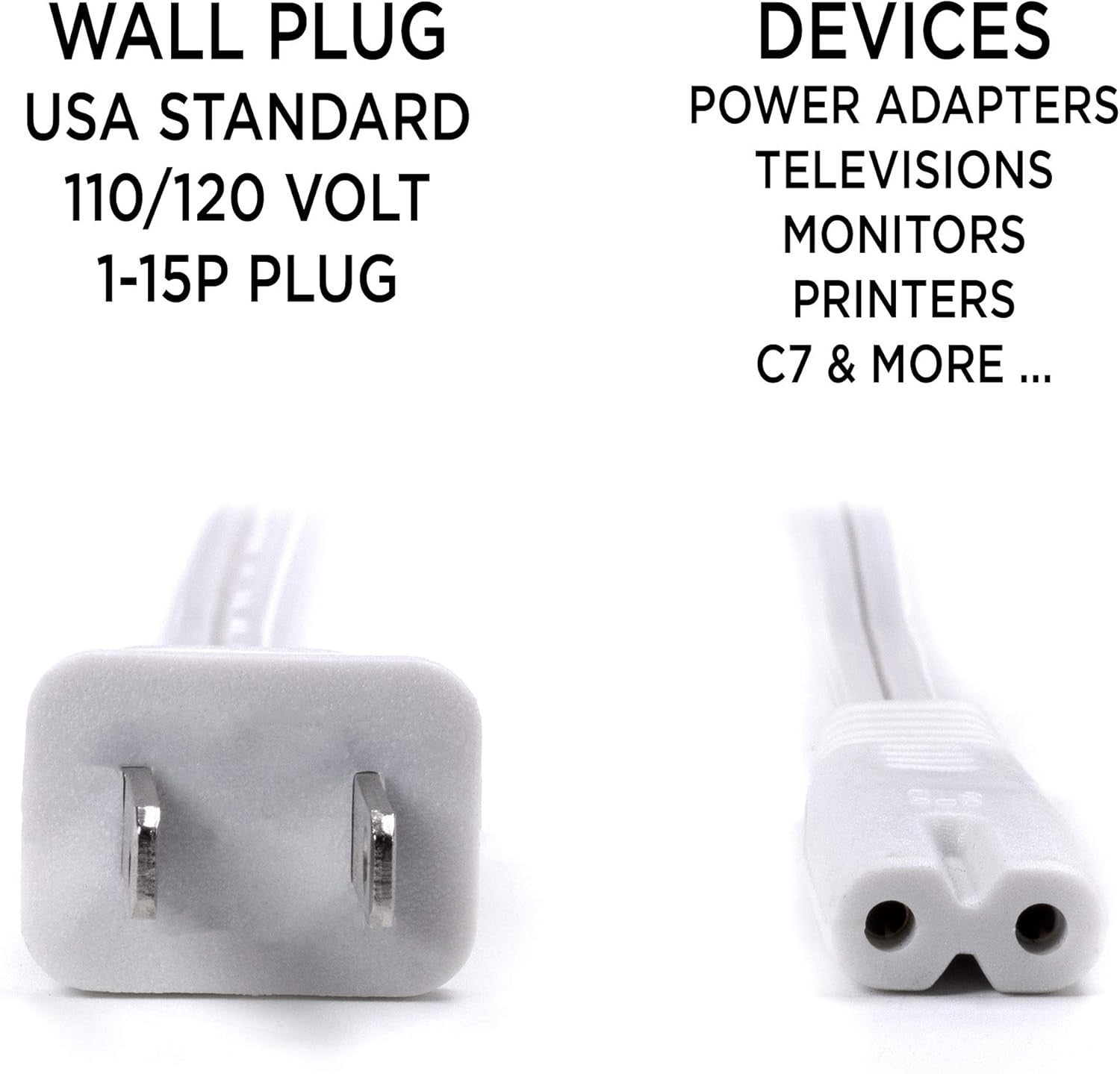 Figure 8 Power Cord (2 Prong) with Copper Wire Core -Non Polarized for Satellite