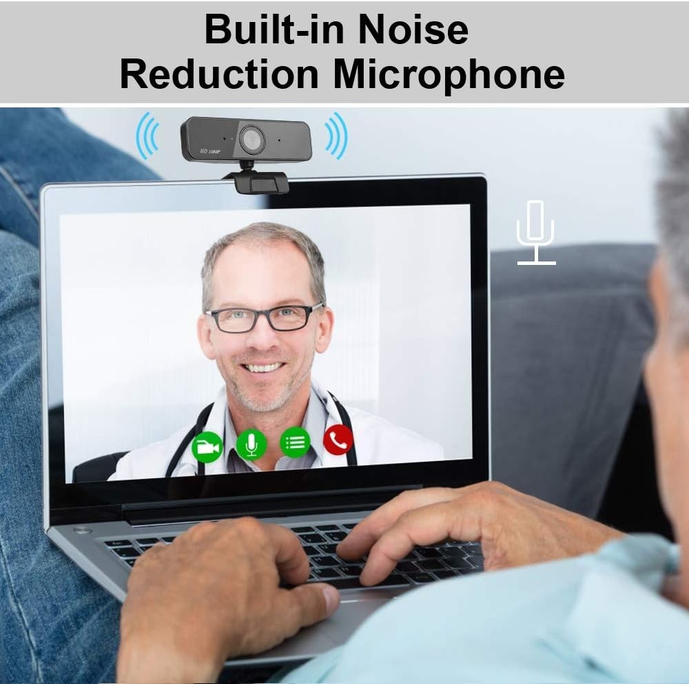 Aqonsie 1080P Webcam with Microphone, Auto Focus Full HD Computer Webcam 360