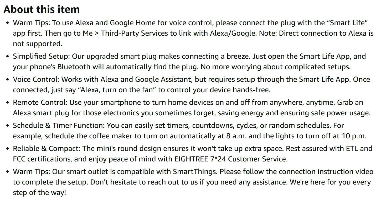 Smart Plug, Smart Home WiFi Outlet Works with Alexa & Google Home, Smart Socket