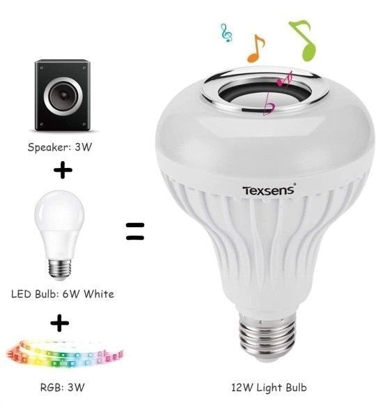 LED Light Bulb Bluetooth Speaker, 6W E26 RGB Changing Lamp Wireless Stereo Audio