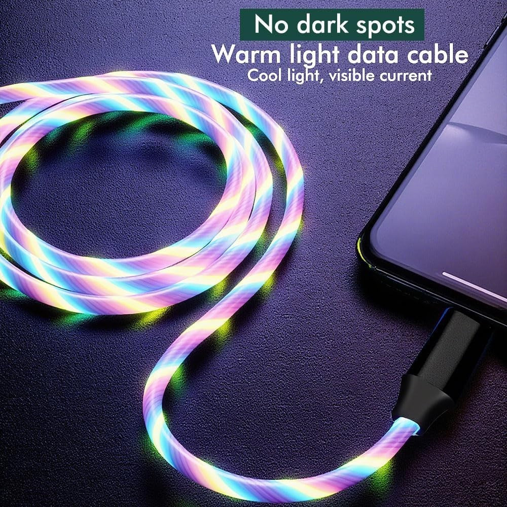 USB C to USB C Cable 60W Fast Charging with Bright Light Strip for Phone 16 Pro