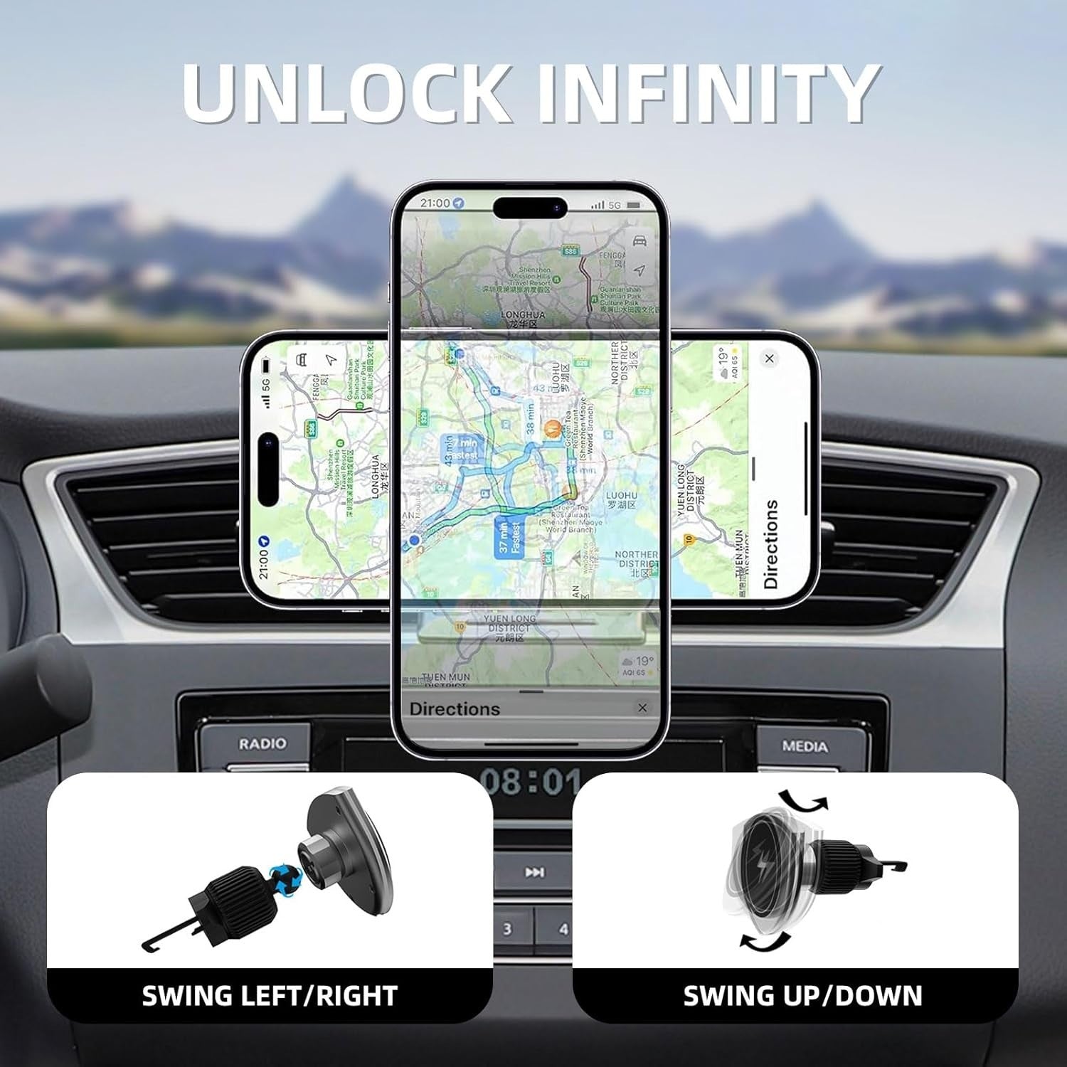 MagSafe Car Mount Charger, 15W Fast Charging Magnetic Wireless Holder, Air Vent