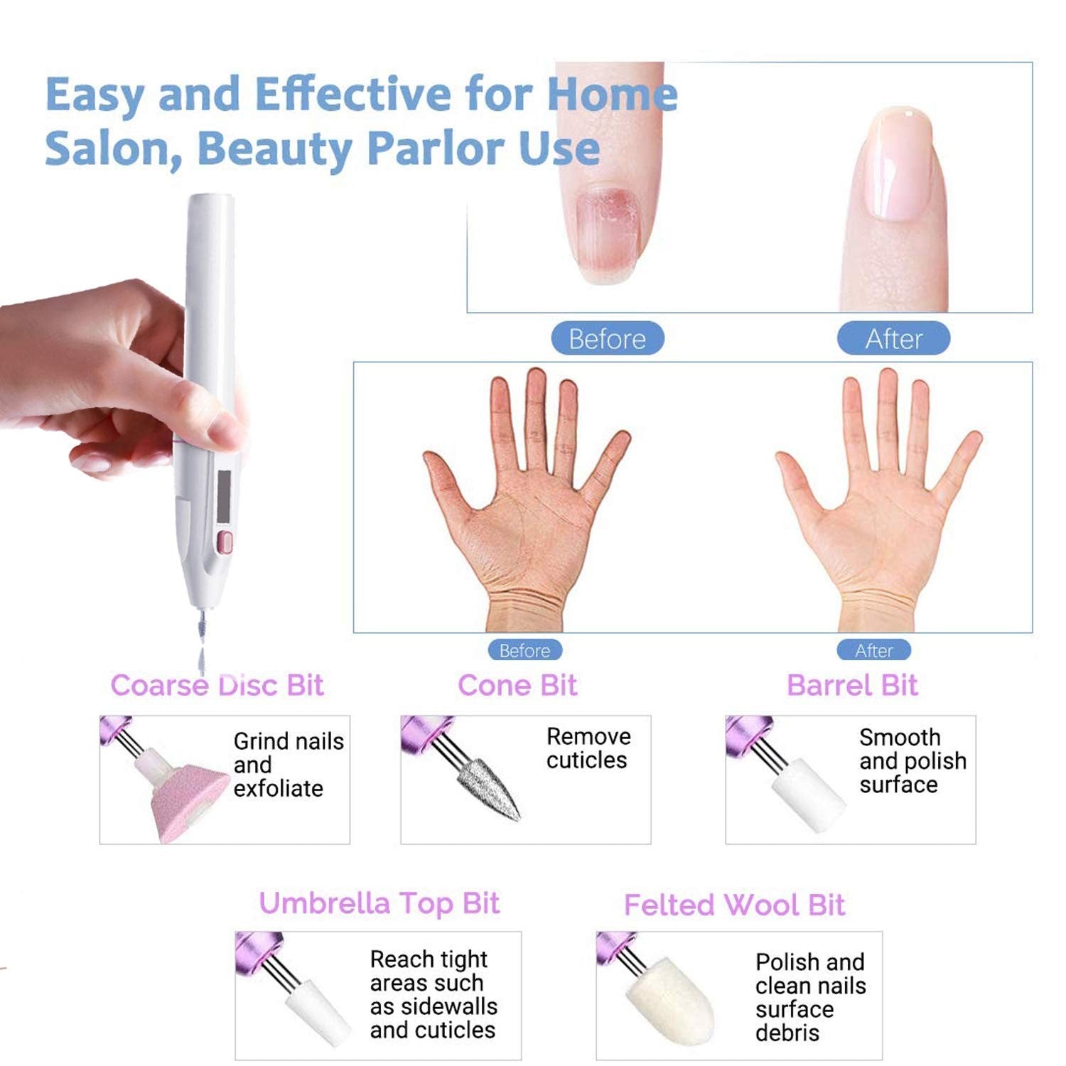 Dorakitten Electric Nail Drill Kit,Nail Polishing Tools With 5 Pieces Changeable