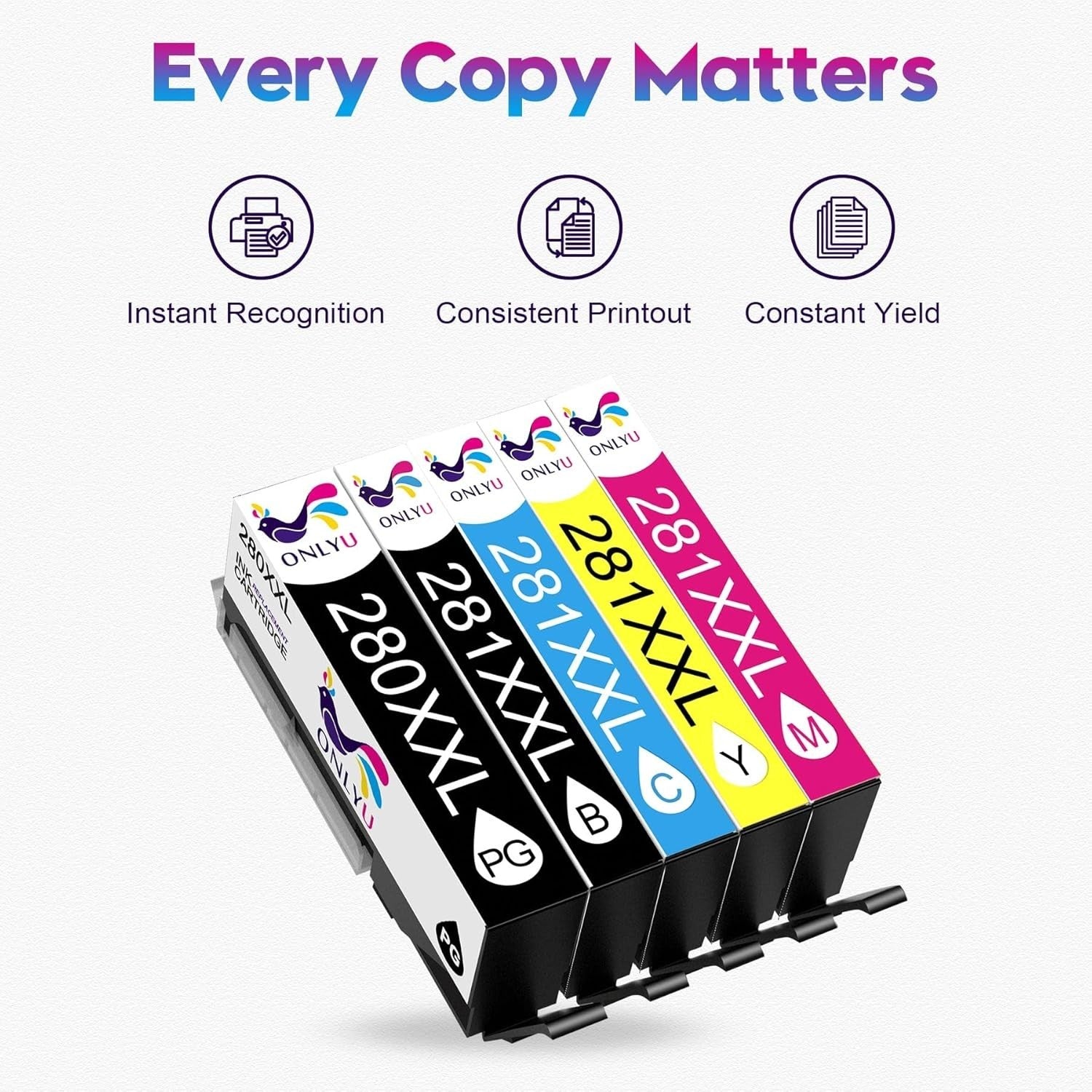 ONLYU Replacement Ink Cartridge for Canon 280 281 PGI-280XXL CLI-281XXL PGI