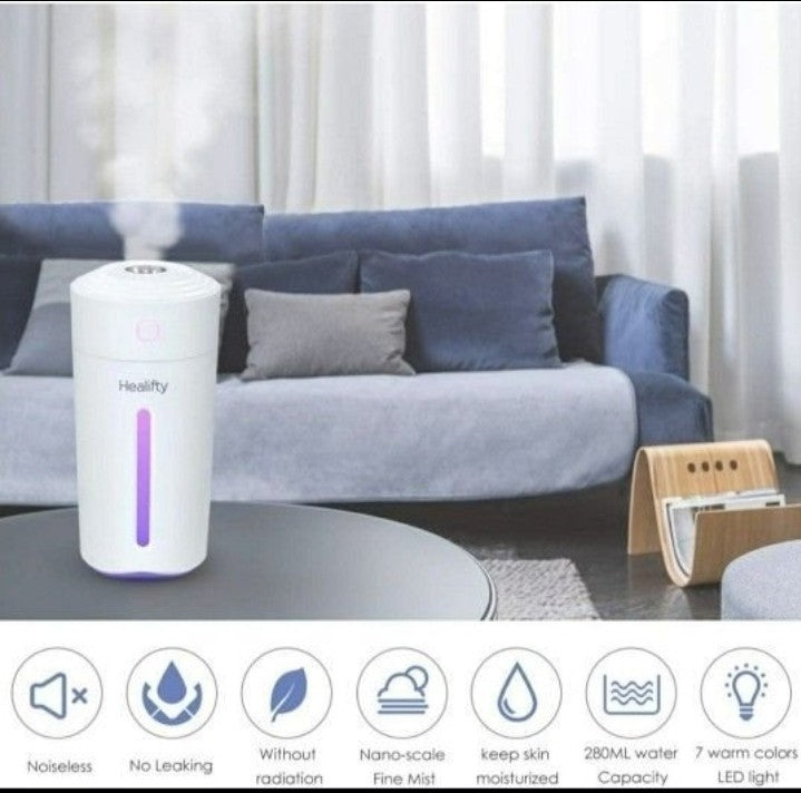 Healifty Car Humidifier - USB 280ML Mini Humidifier