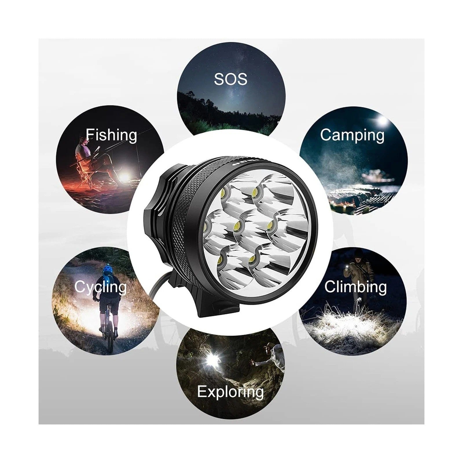 Weihao Bicycle Headlight, 10500 Lumens 7 LED Bike Light Waterproof Mountain Bike