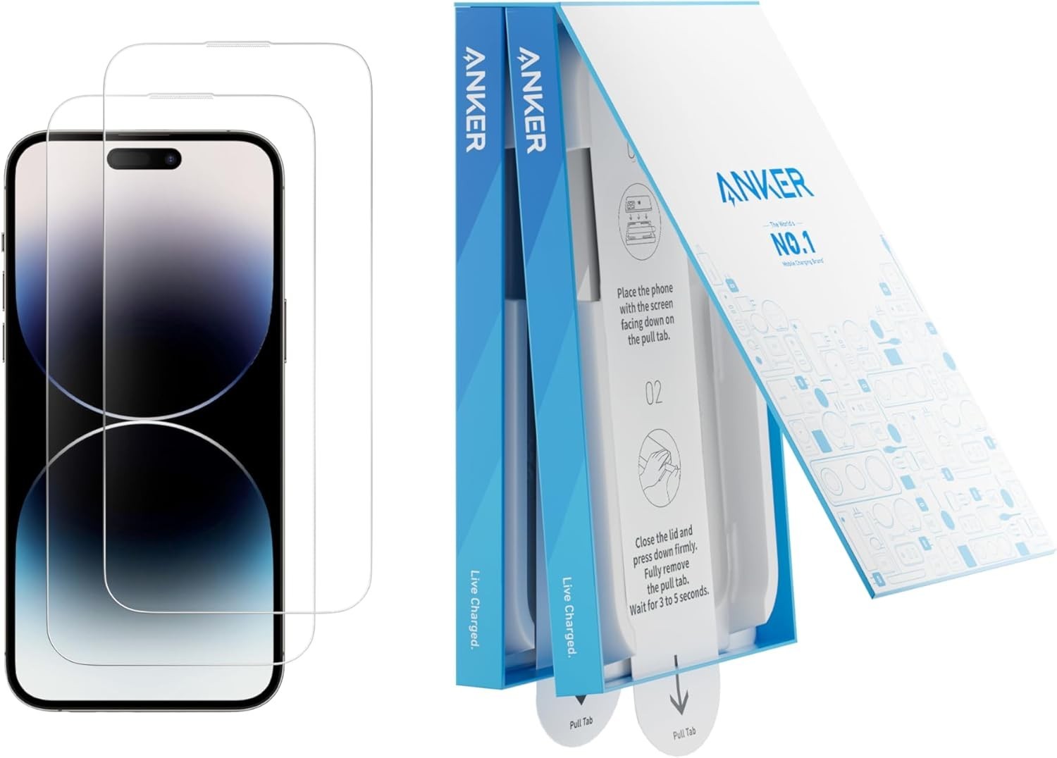 Anker 2-Pack Screen Protector for iPhone14 Pro Max, Bubble-Free Dust-Free iPho