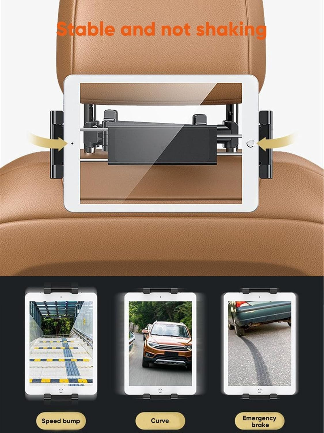 Car Tablet Holder, Headrest Tablet Mount Headrest Stand Cradle Compatible