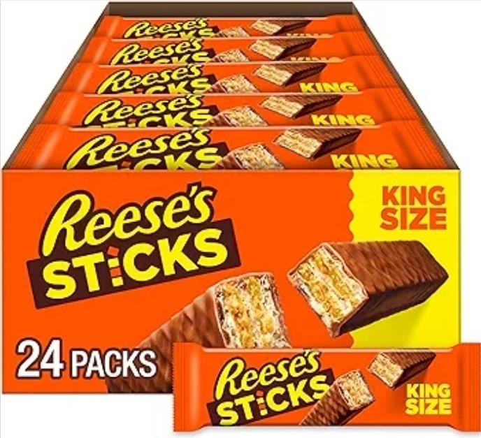 REESE'S STICKS Milk Chocolate Peanut Butter Wafer King Size, Candy Packs, 3 oz