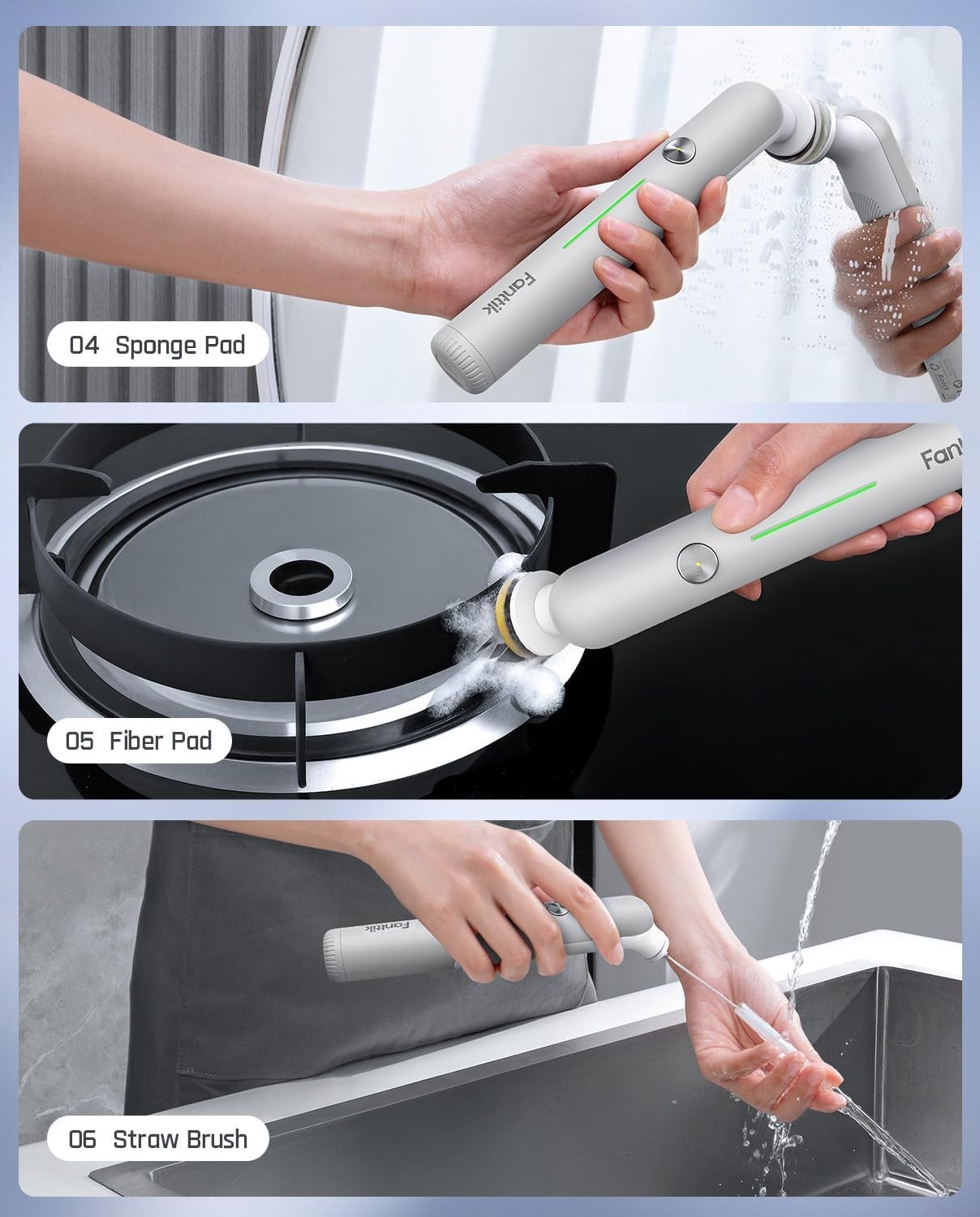 Fanttik G9 Nano Cordless Spin Scrubber with NeoPulse Motor, IPX7 Waterproof Grou