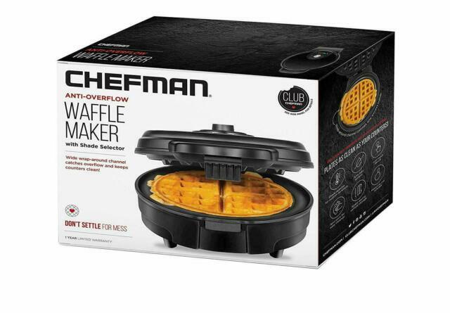 Chefman Anti-Overflow Belgian Waffle Maker wShade Selector, Temperature Control