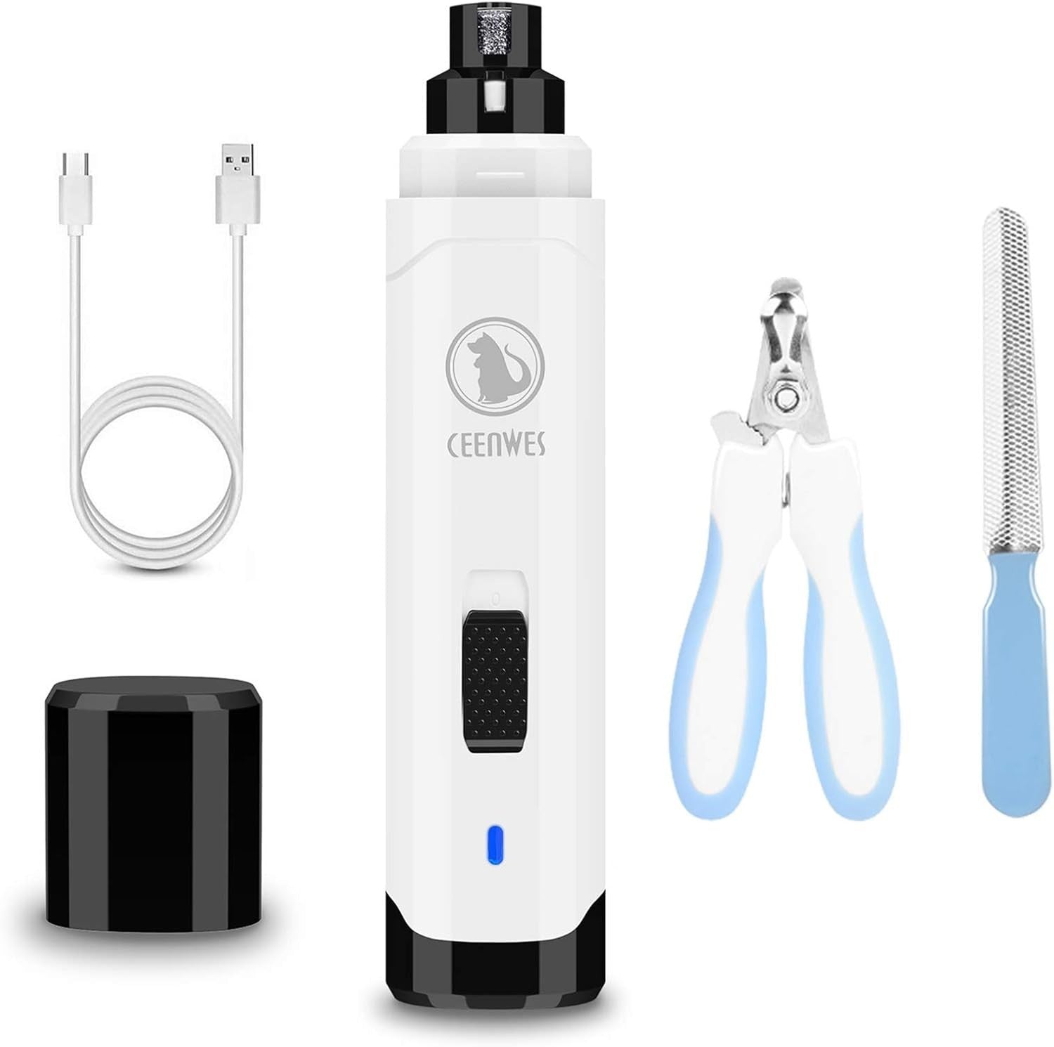 Ceenwes Dog Nail Grinder 2-Speed Rechargeable Pet Nail Trimmer with Dog Nail