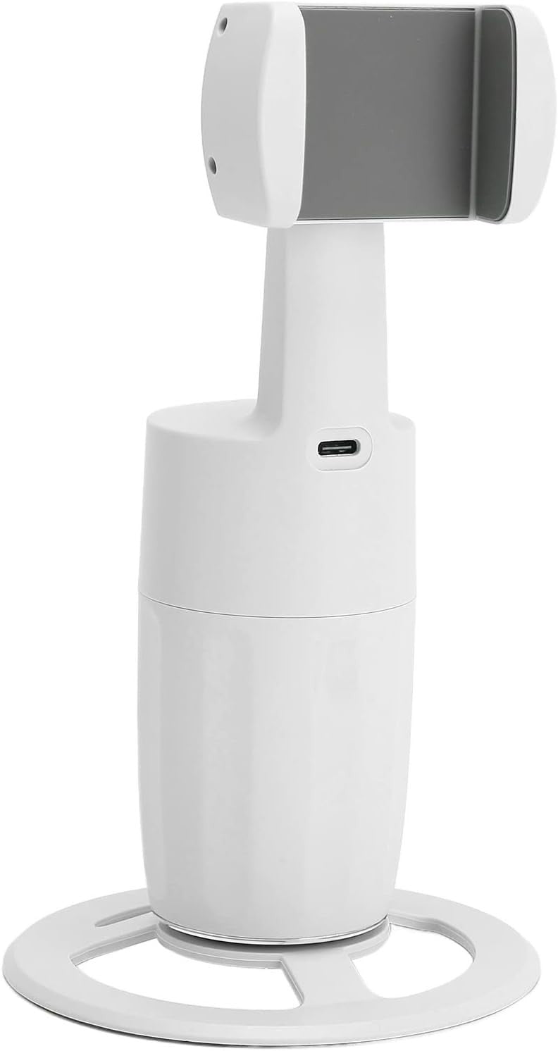 Auto Face Tracking Cell Phone Holder, No App Required, 360° Rotation Face Body