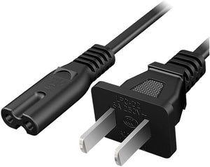 AC 2 Prong C8 Power Cord 5ft Standard 2-Slot for TV PS4 PS5 Speaker Monitor Xbox