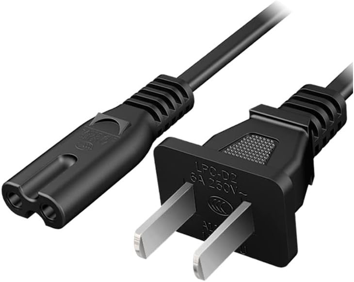 AC 2 Prong C8 Power Cord 5ft Standard 2-Slot for TV PS4 PS5 Speaker Monitor Xbox