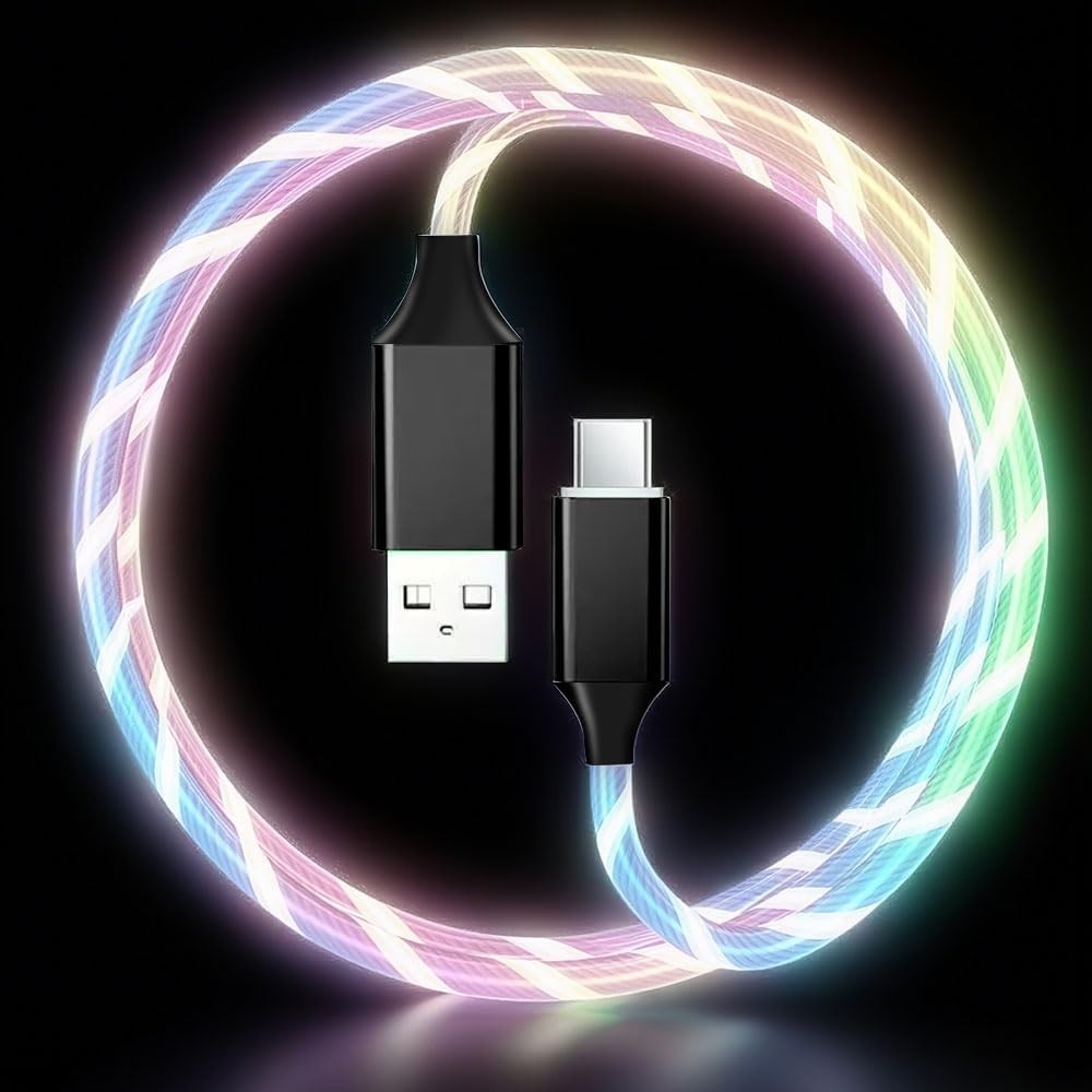 USB C to USB C Cable 60W Fast Charging with Bright Light Strip for Phone 16 Pro