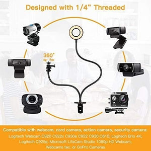 Webcam Light Stand for Live Stream, Selfie Ring Light with Webcam Mount
