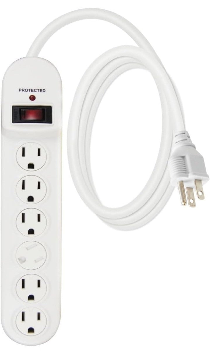 6-Outlet Power Strip Whit Surge Protector, 6 Ft Extension Cord, 510 Joules