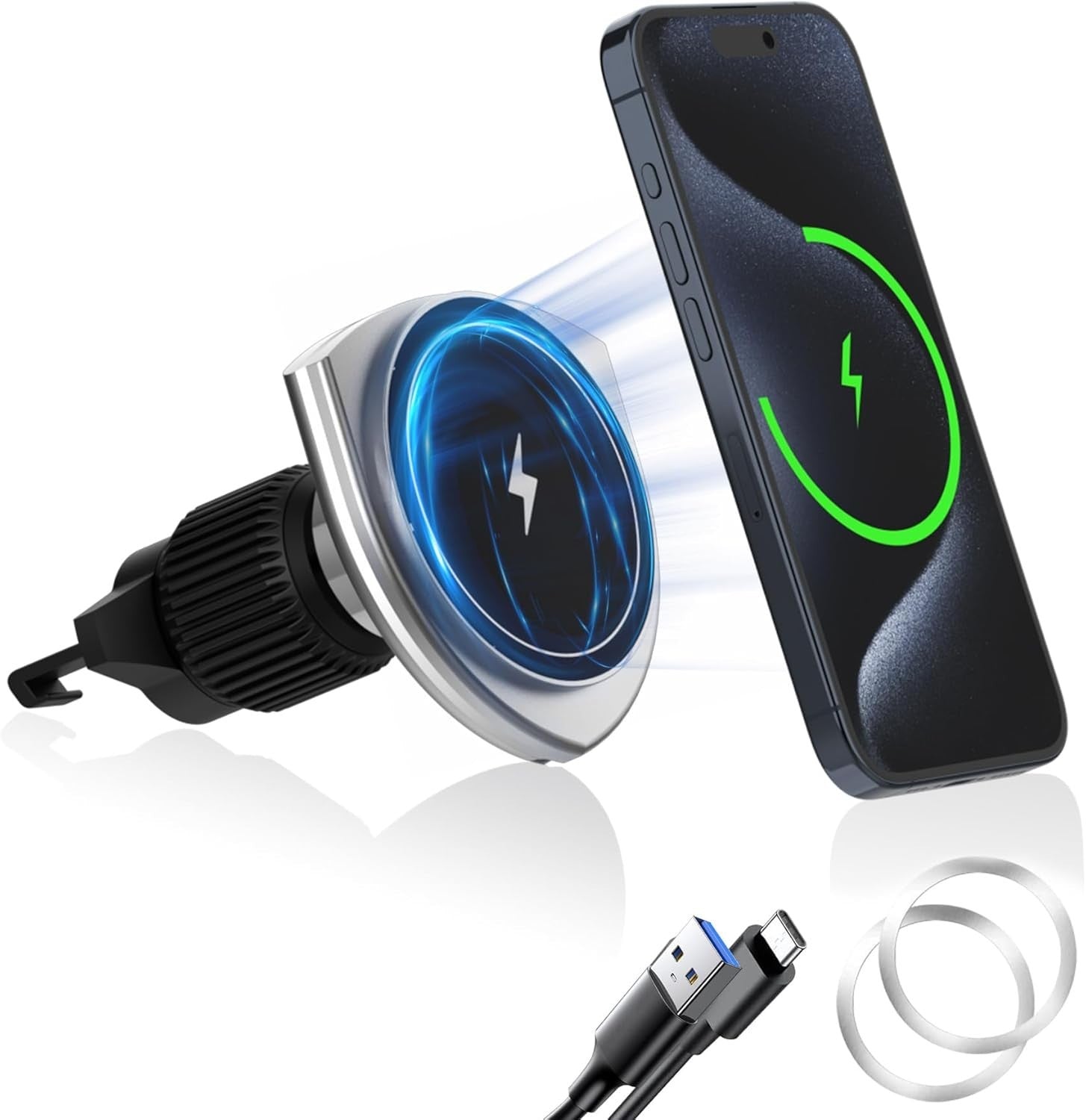 MagSafe Car Mount Charger, 15W Fast Charging Magnetic Wireless Holder, Air Vent