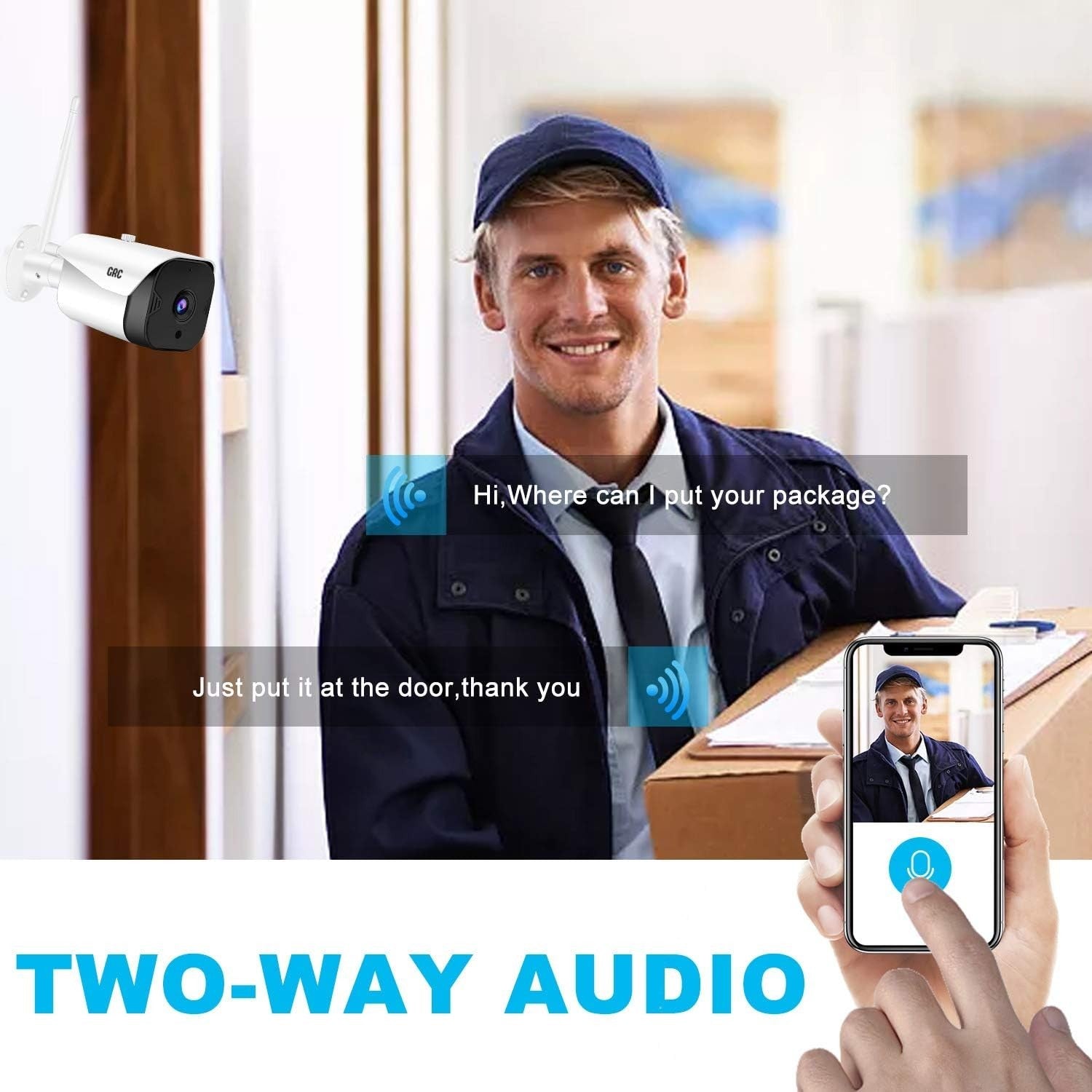 GRC Outdoor Security Camera,1080P Surveillance Camera Outdoor WiFi Camera,Two-Wa
