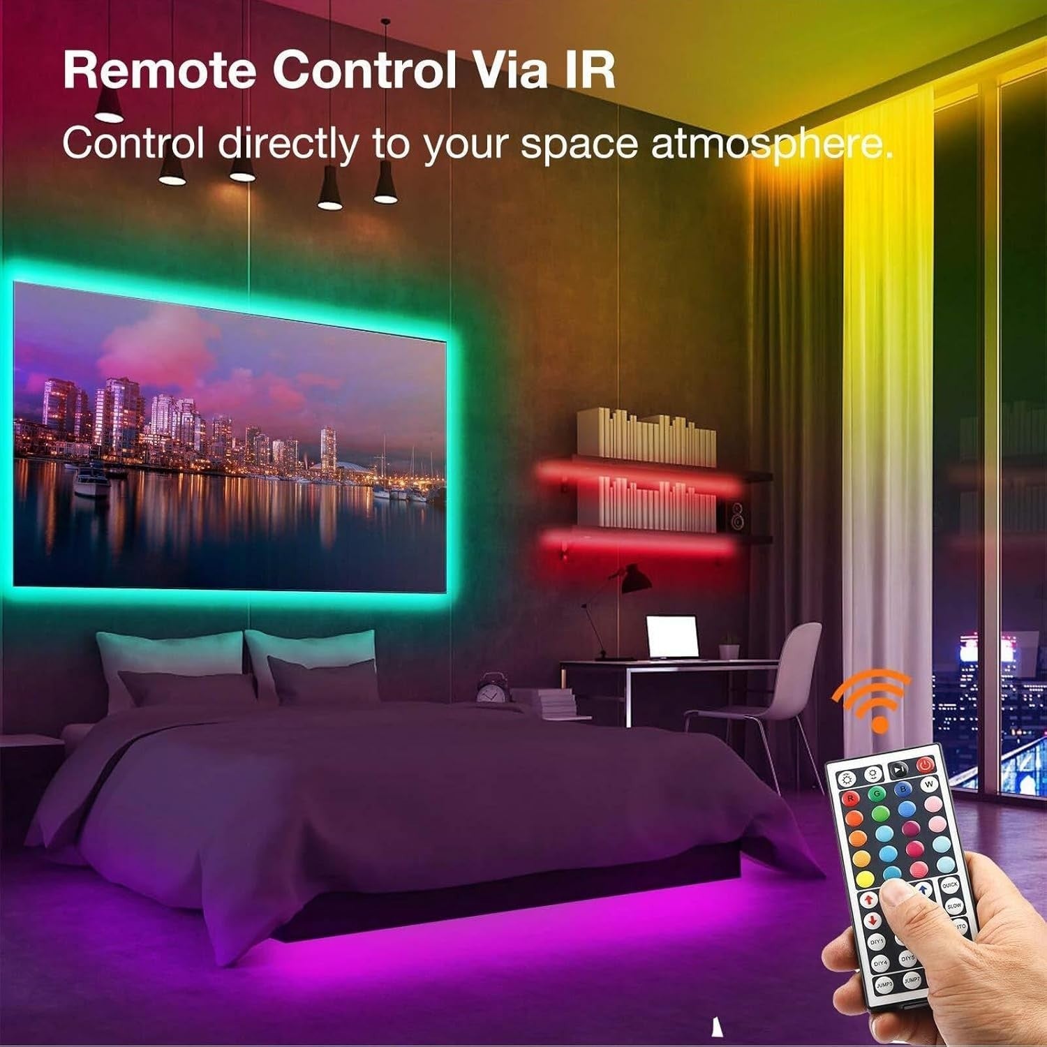 VOLIVO LED Strip Lights 50 FT,Color Changing Led Light Strips Kit with 44 Keys