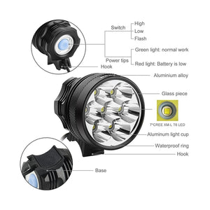 Weihao Bicycle Headlight, 10500 Lumens 7 LED Bike Light Waterproof Mountain Bike