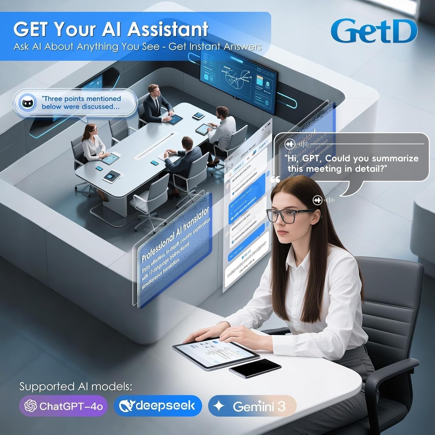 2026 AI Glasses for Men & Women, Smart Glasses Powered by ChatGPT, AI Real-time