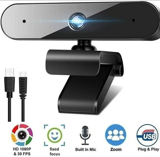 Walfront 1080P Webcam for PC Laptop Desktop, 360-Degree  Rotation Streaming Web