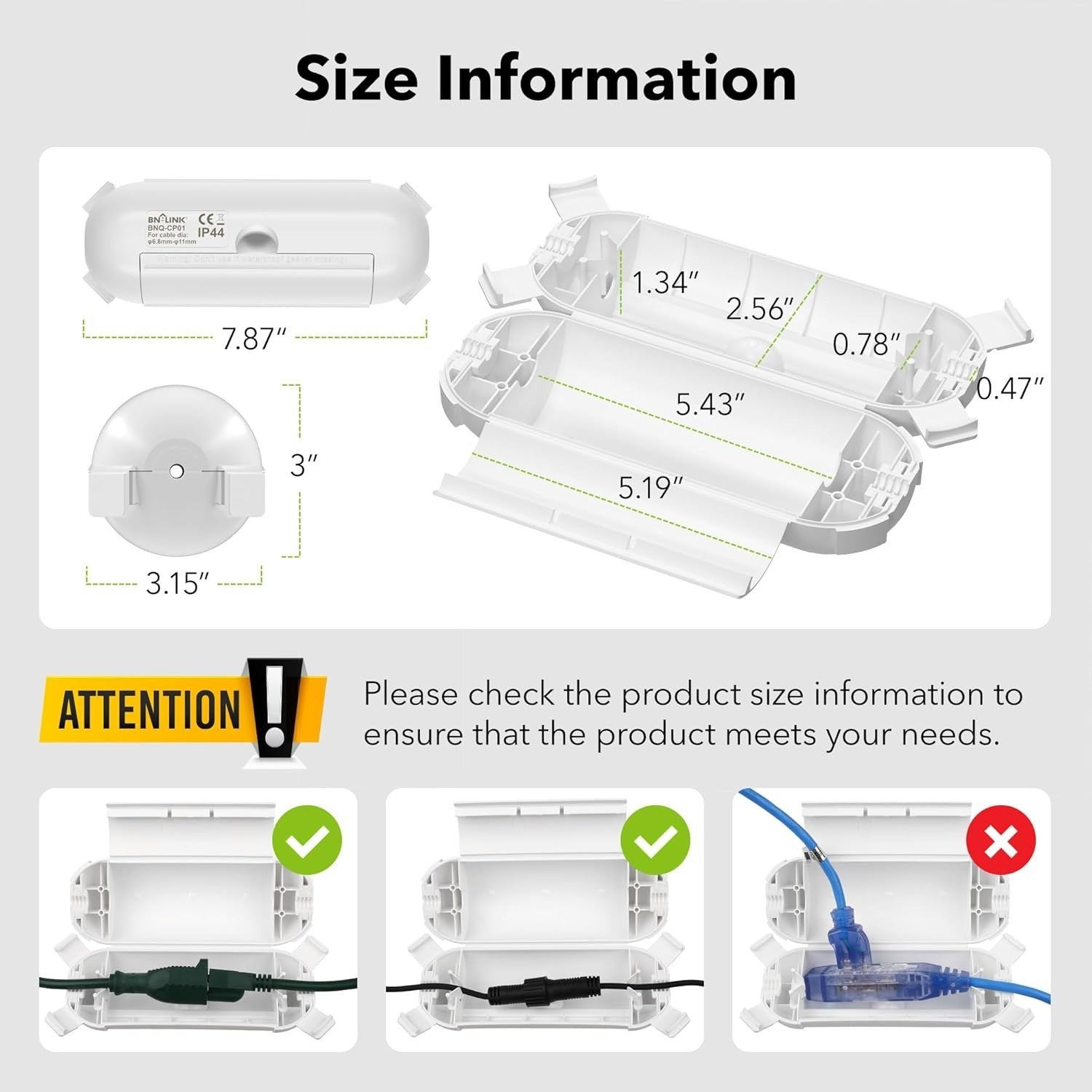 [3 Pack] Outdoor Extension Cord Safety Cover with Waterproof Seal, Weatherproof