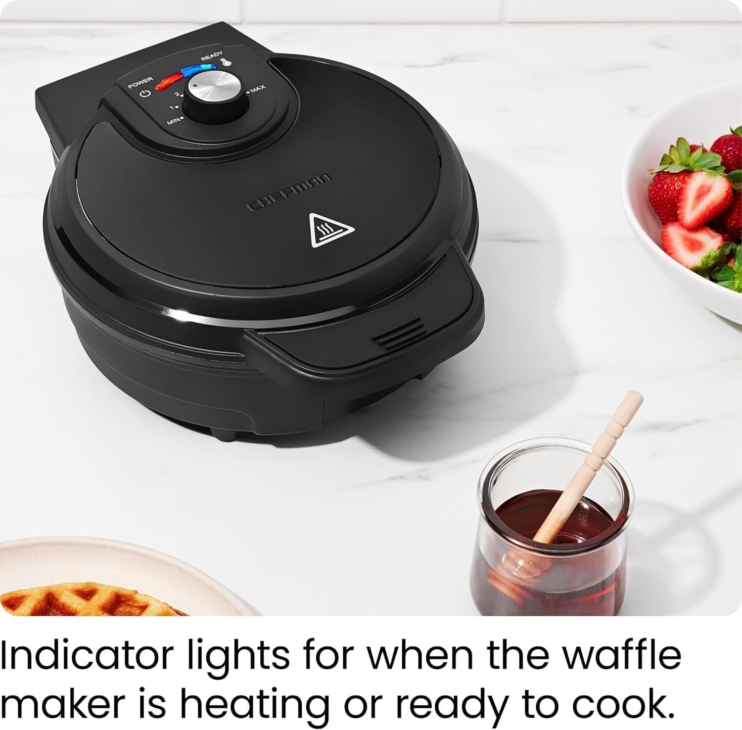 Chefman Anti-Overflow Belgian Waffle Maker wShade Selector, Temperature Control