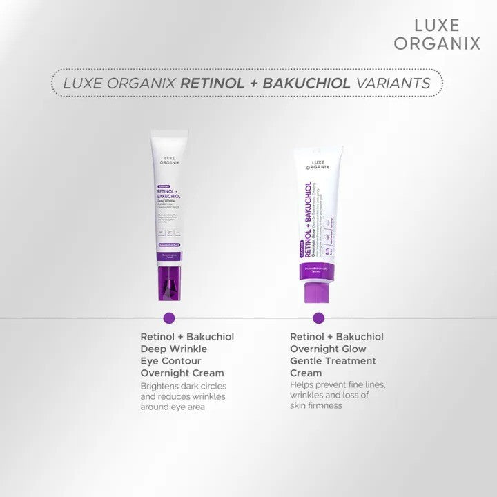 LUXE ORGANIX Retinol + Bakuchiol Deep Wrinkle Eye Contour Overnight Cream 12g