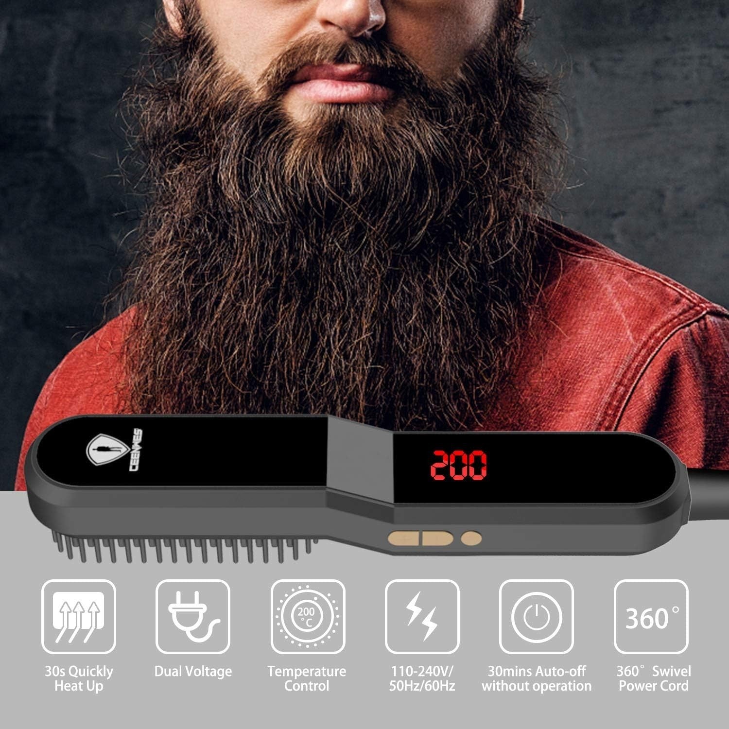 Beard Straightener with FREE Beard Oil Anti-Scald Beard Straightening Comb New