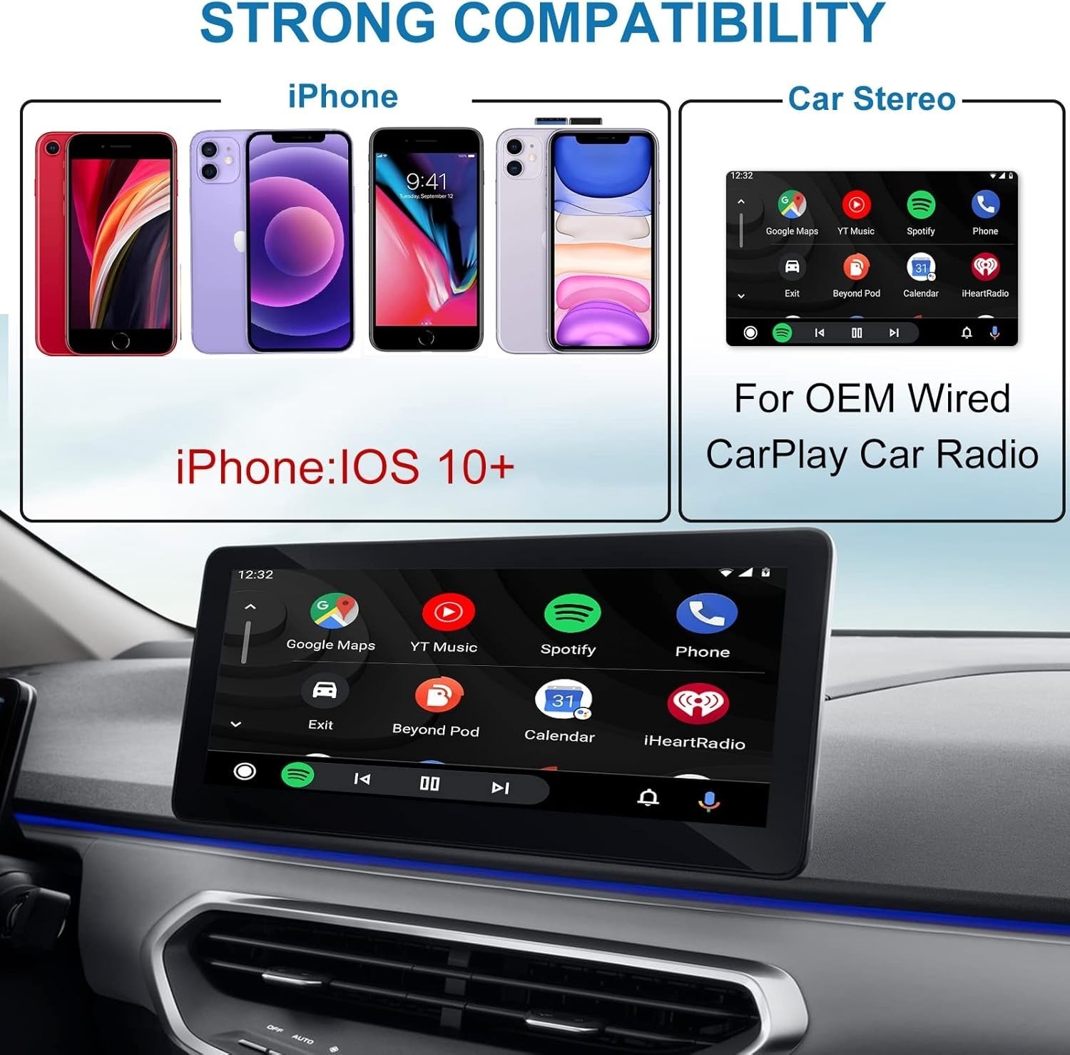 Wireless CarPlay Adapter, Wireless Car Dongle Support Online Update, Plug & Play