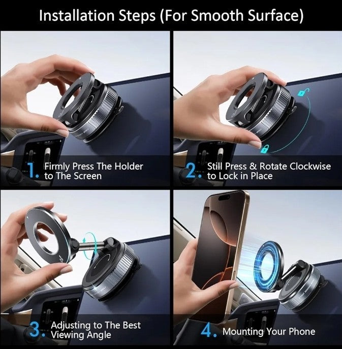 Vacuum Magnetic Phone Holder for Car,Suction Cup Car Phone Mount for Mag safe