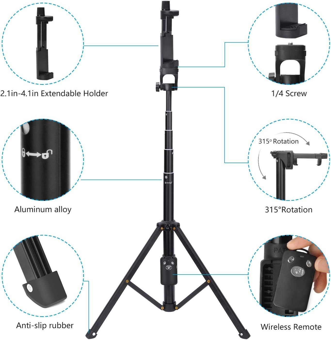Yunteng VCT-1688 2in1 Portable Mini Cellphone Selfie Stick Tabletop Tripod Stand