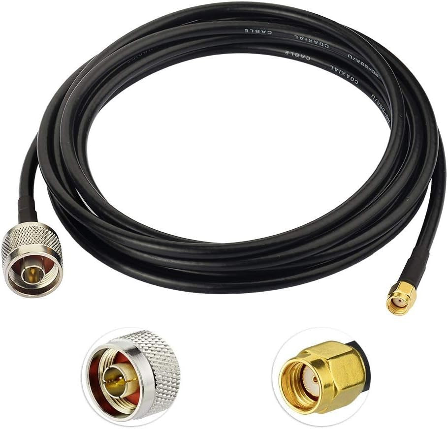 Eightwood RP-SMA Male to N Type Male Extension Cable Coax RG58 10 feet