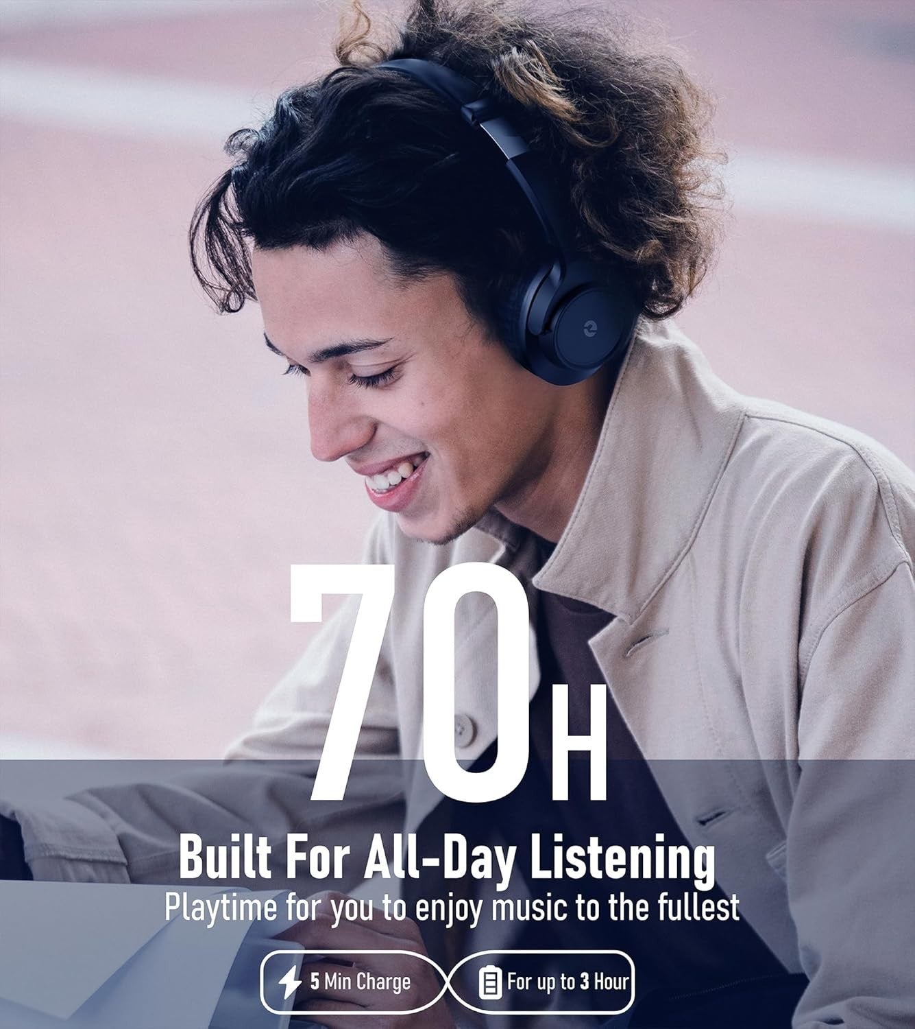 Bluetooth Headphones, Wireless headphones bluetooth, 70H Playtime Headphones 