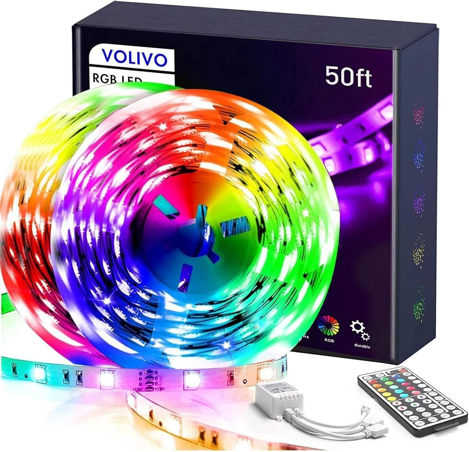 VOLIVO LED Strip Lights 50 FT,Color Changing Led Light Strips Kit with 44 Keys